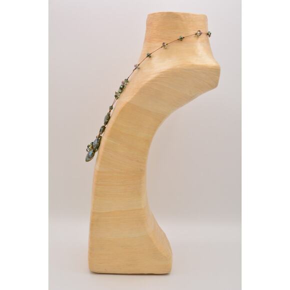 Vintage Crystal Collar Necklace Blue Faceted Wire Handcrafted Beaded Shiny Bin2C - Picture 10 of 12